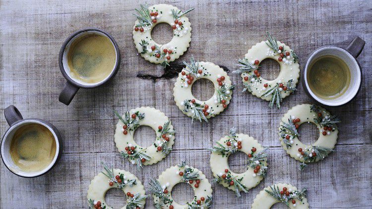 meyer-lemon shortbread wreath cookies
