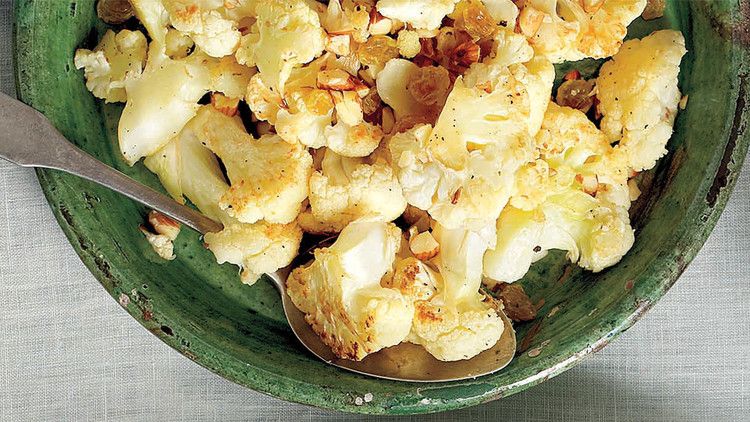 Cauliflower with Golden Raisins and Almonds 