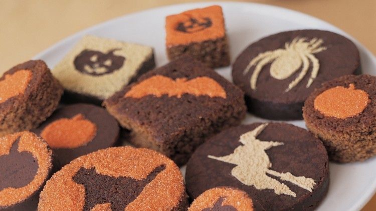 Halloween Brownies with Powdered Sugar Silhouettes