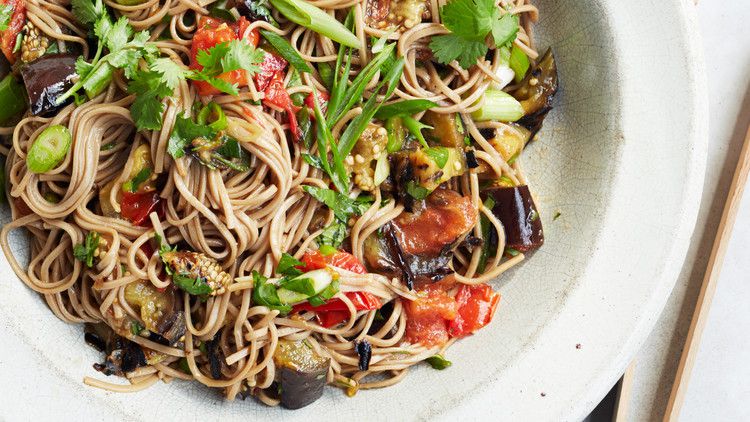 Soba Salad with Grilled Eggplant and Tomato