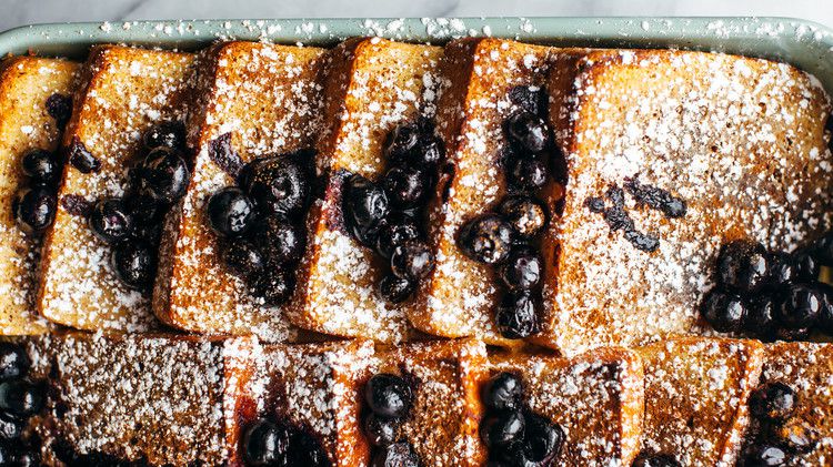 blintz baked french toast with blueberries