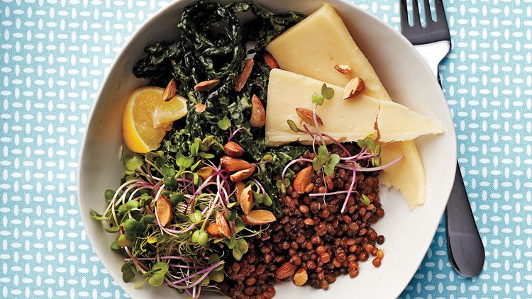 Kale and Lentil Bowl with Avocado Dressing 