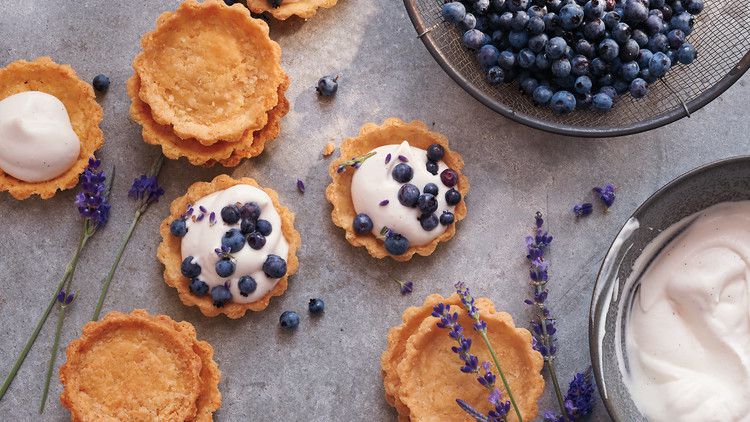 Mini Blueberry-Lavender Cornmeal Cream Tarts 