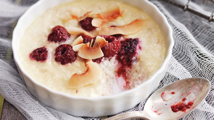 Coconut Rice Puddings with Raspberries 