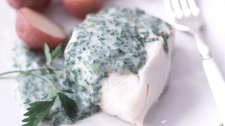 poached cod with parsley sauce