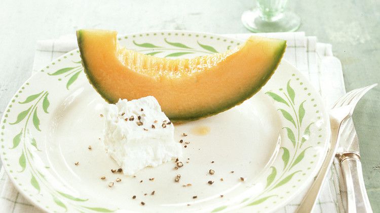 Cantaloupe Wedges with Feta Cheese 