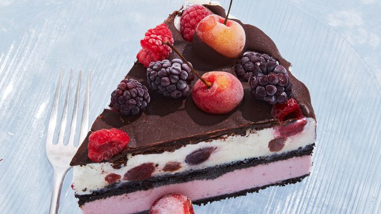 berries cherries ice cream cake