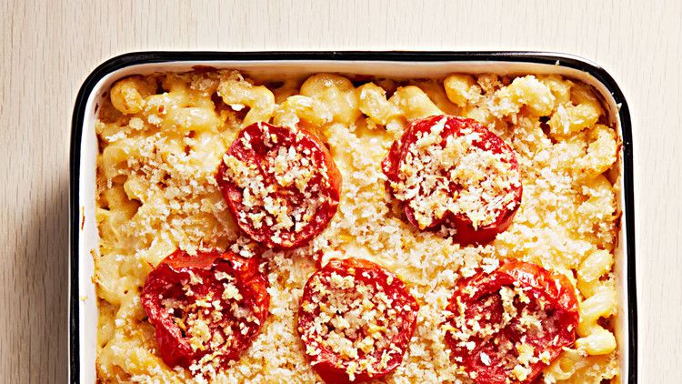 Baked Mac and Cheese with Broiled Tomatoes