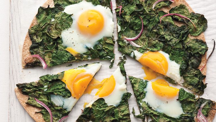Sunny-Side-Up Egg and Baby-Spinach Flatbread