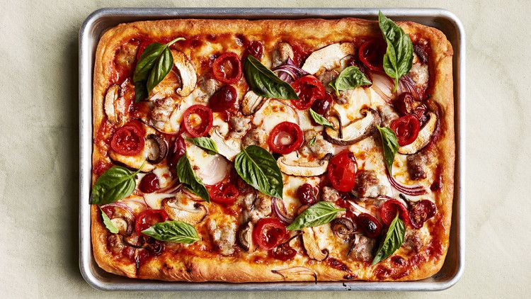 Sausage, Mushroom, and Pickled-Pepper Pizza