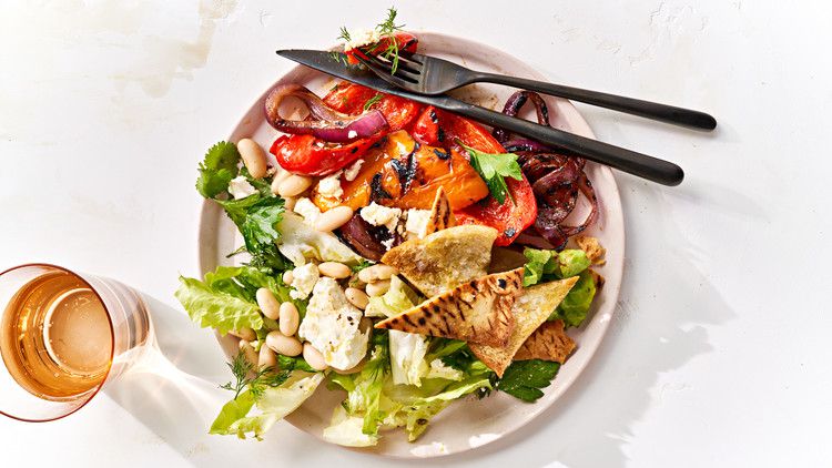 Grilled Vegetables and White-Bean Fattoush 