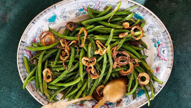 Green Beans with Crispy Oven-Fried Onions 