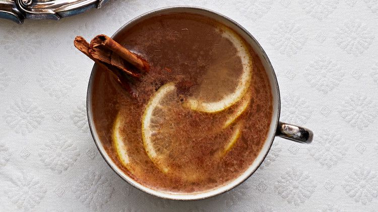 candy-cane hot cocoa and honey-buttered hot toddy