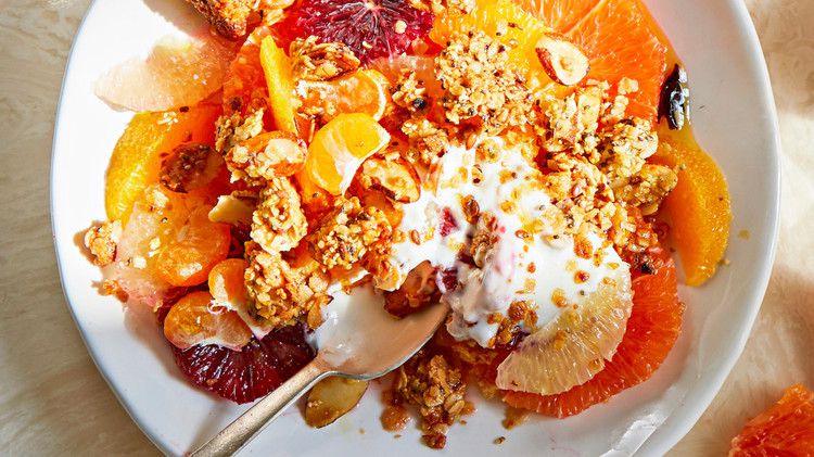 Citrus Breakfast Salad with Spicy Chile Granola