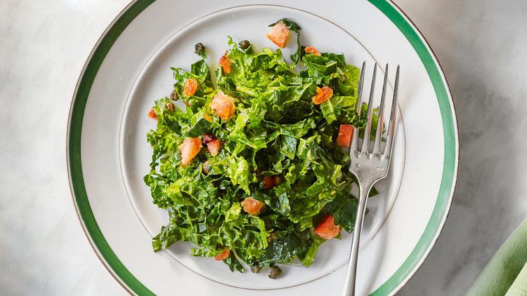 Kale Salad with Fried Capers and Golden Raisins