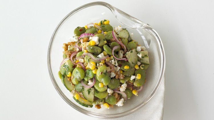 Fava Bean Salad with Roasted-Garlic Vinaigrette 