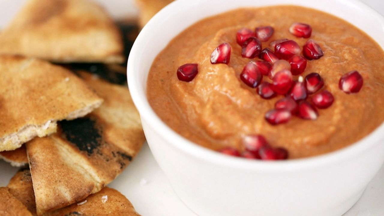 Roasted Red Pepper, Walnut, and Pomegranate Dip
