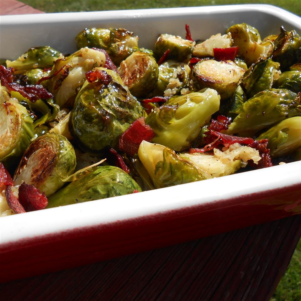 Glazed Brussels Sprouts with Bison Bacon 