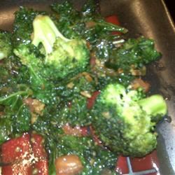 Stir-Fried Kale and Broccoli Florets 
