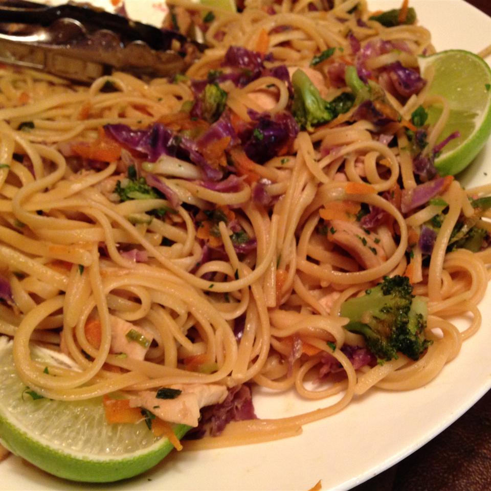Linguine with Chicken and Sauteed Vegetables
