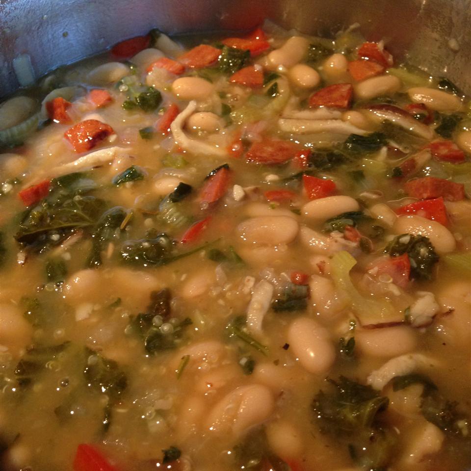 White Bean Soup with Quinoa, Spinach, and Shiitakes dfreem5