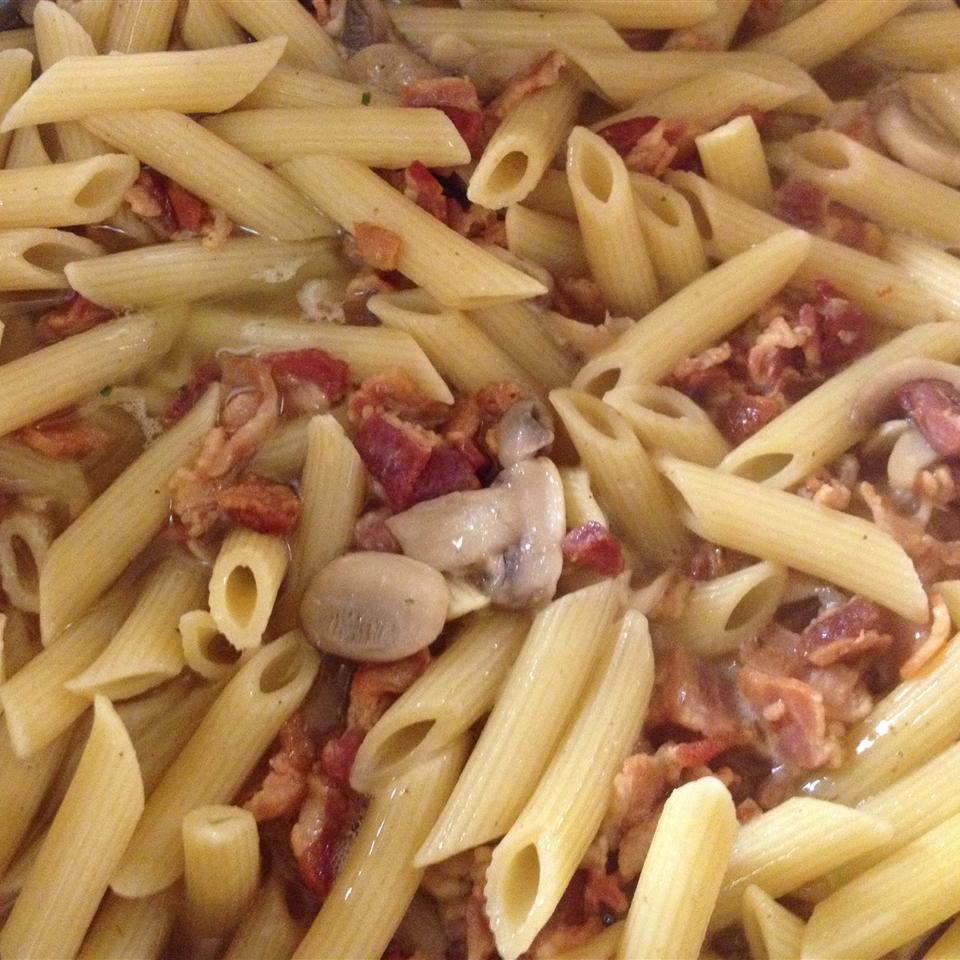 Holy Smoked Bacon and Mushroom Penne Rebecca Schad