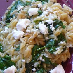 Elegant Orzo with Wilted Spinach and Pine Nuts 