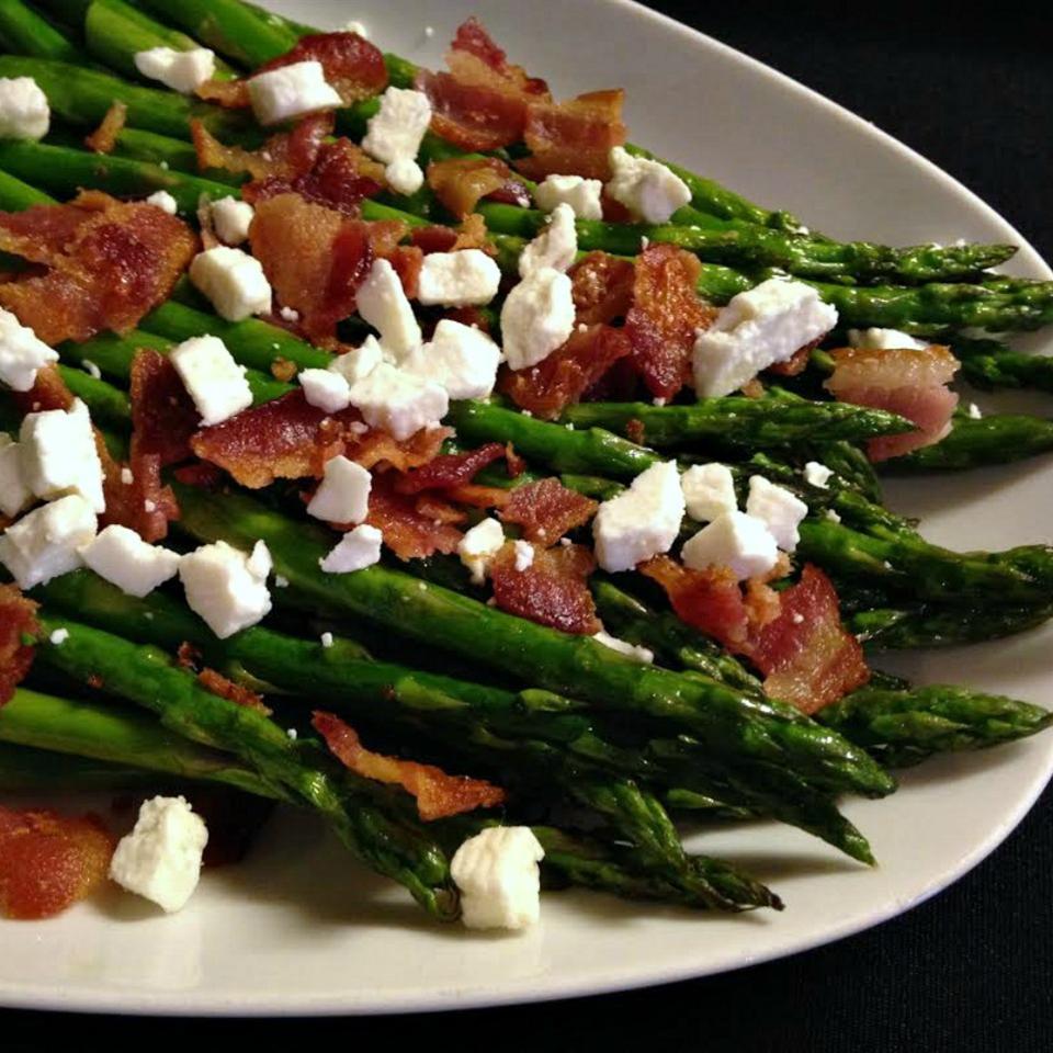 Roasted Asparagus with Bacon and Feta Cheese 