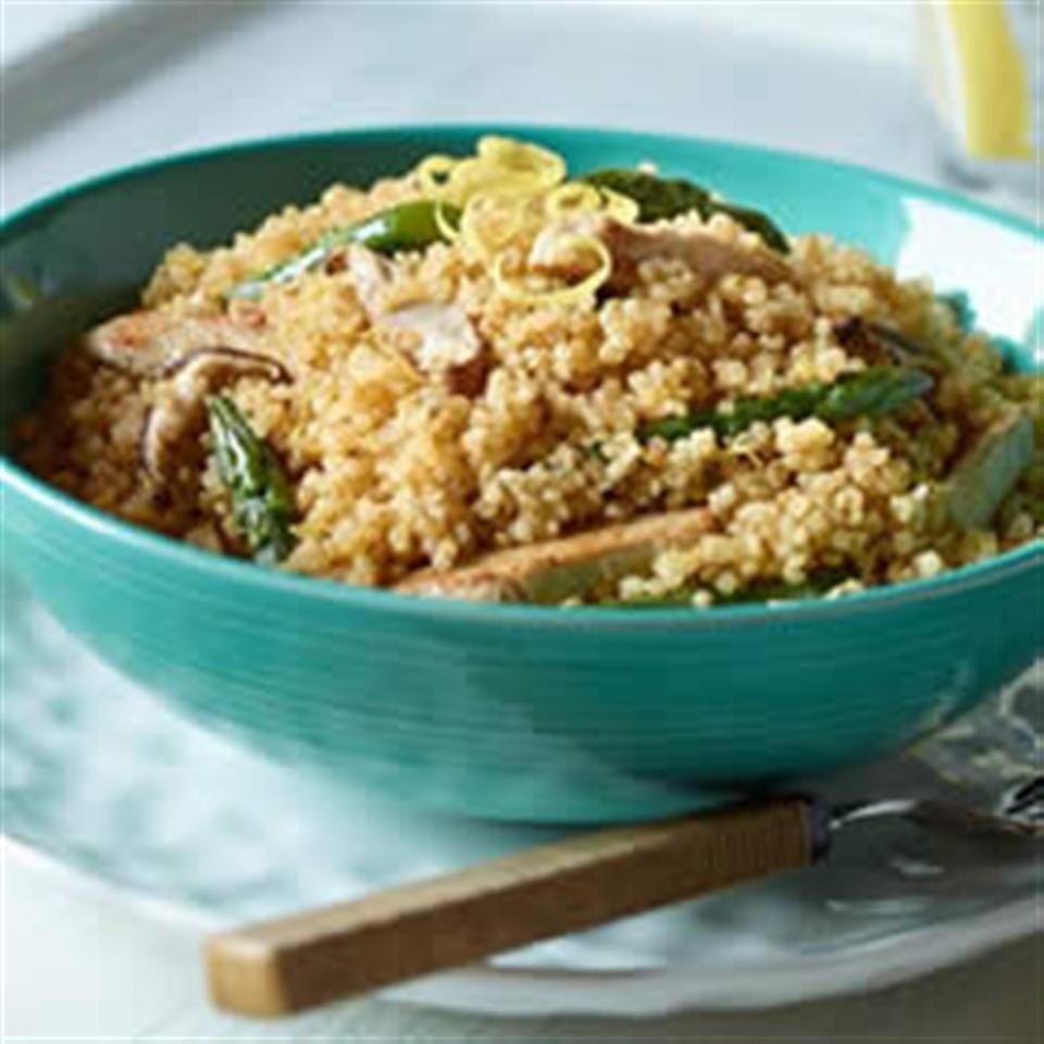 Quinoa with Asparagus, Shiitake, Mushrooms and Veggie Tenders Trusted Brands