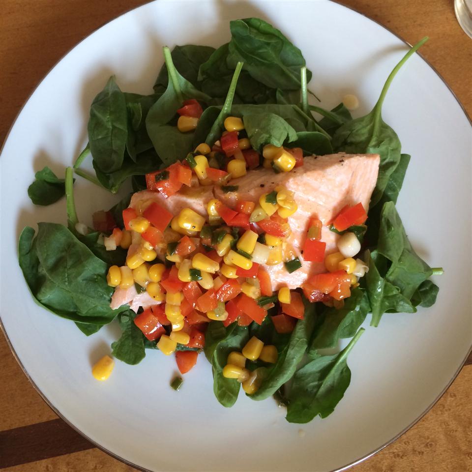 Grilled Salmon with Bacon and Corn Relish 