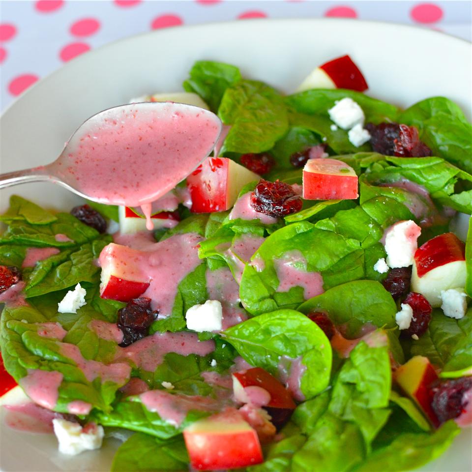 Spinach Salad with Pomegranate Cranberry Dressing Lela