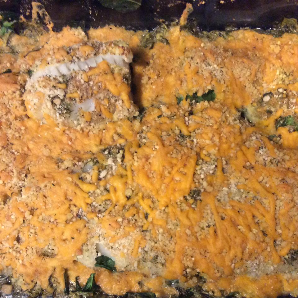 Crunchy Cheesy Fish and Spinach Casserole Bbieske