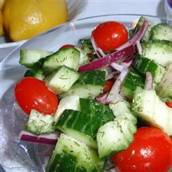 Crispy Cucumbers and Tomatoes in Dill Dressing 
