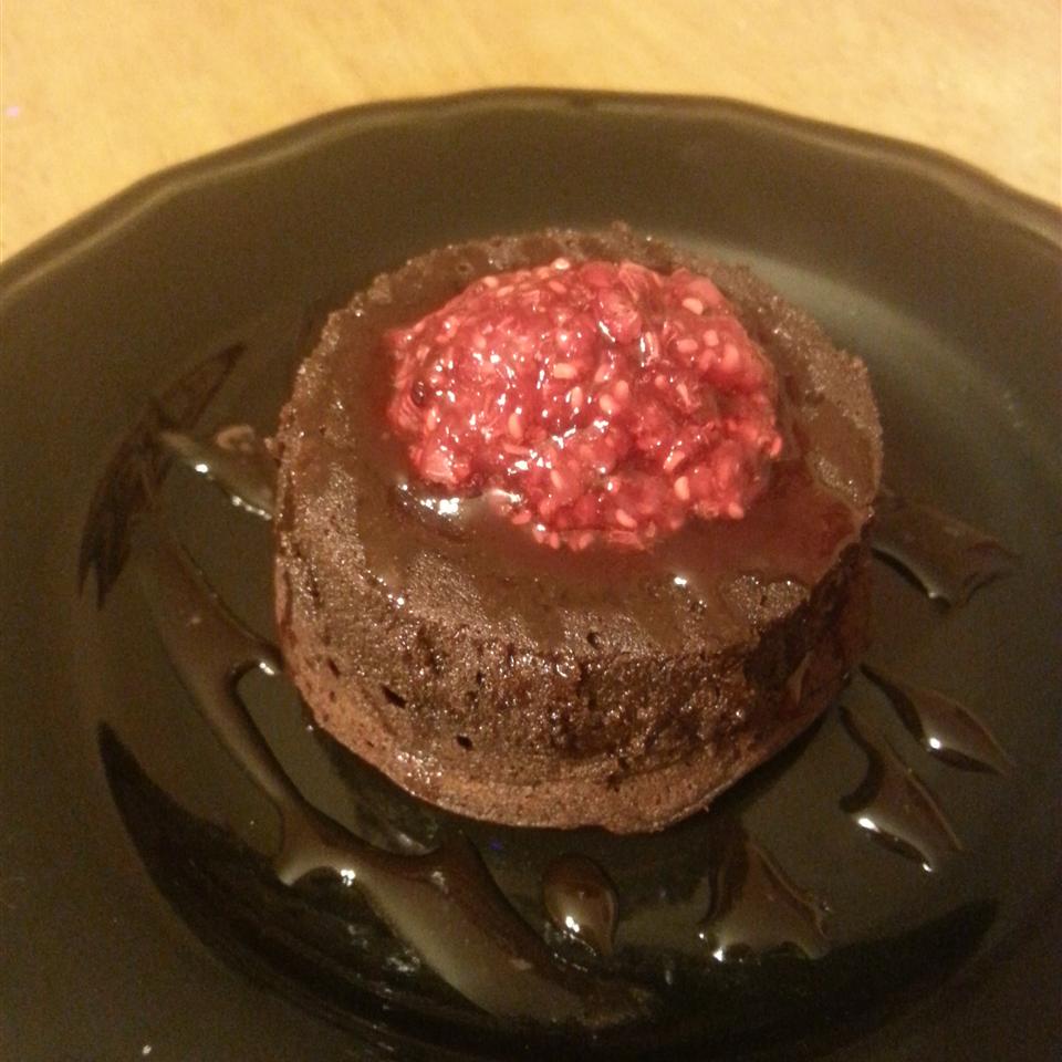 Molten Chocolate Cakes With Sugar-Coated Raspberries 