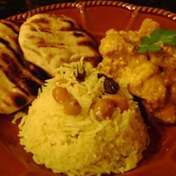 Indian-Style Rice with Cashews, Raisins and Turmeric Nandabear