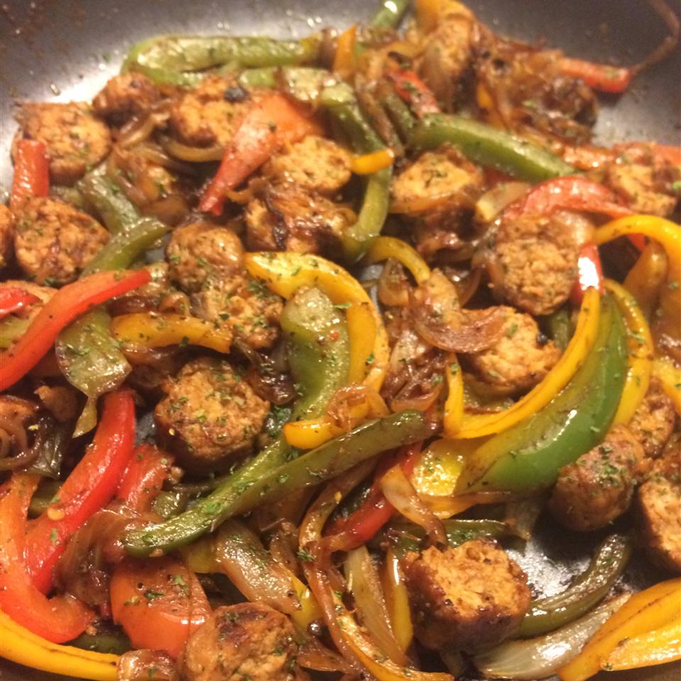 Spicy Sausage and Peppers Over Rice