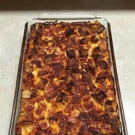 French Ham Cheese and Egg Fondue Casserole
