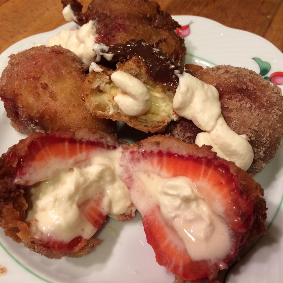 Strawberry Fritters with Chocolate Sauce