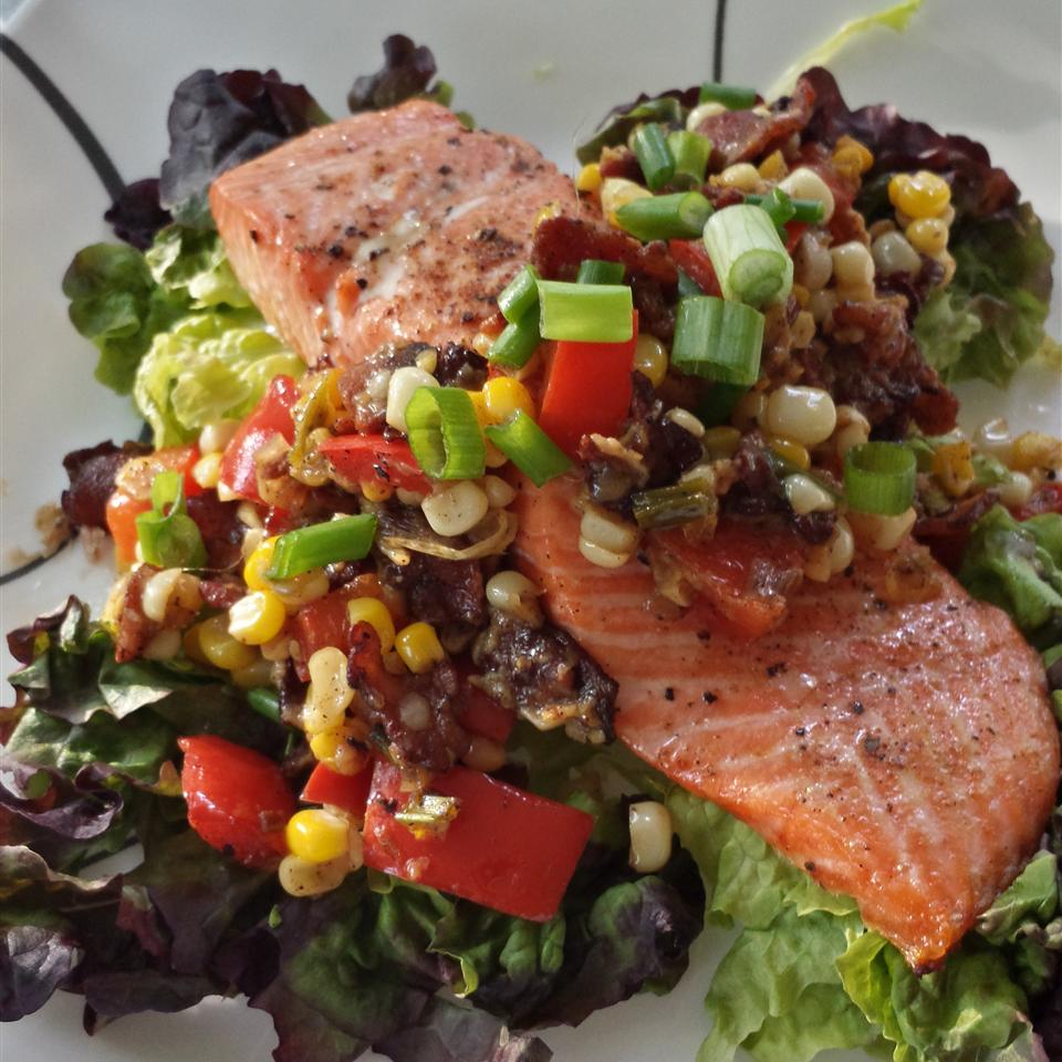 Grilled Salmon with Bacon and Corn Relish 