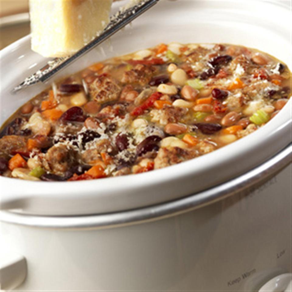 Slow Cooker Hearty Mixed Bean Stew with Sausage 