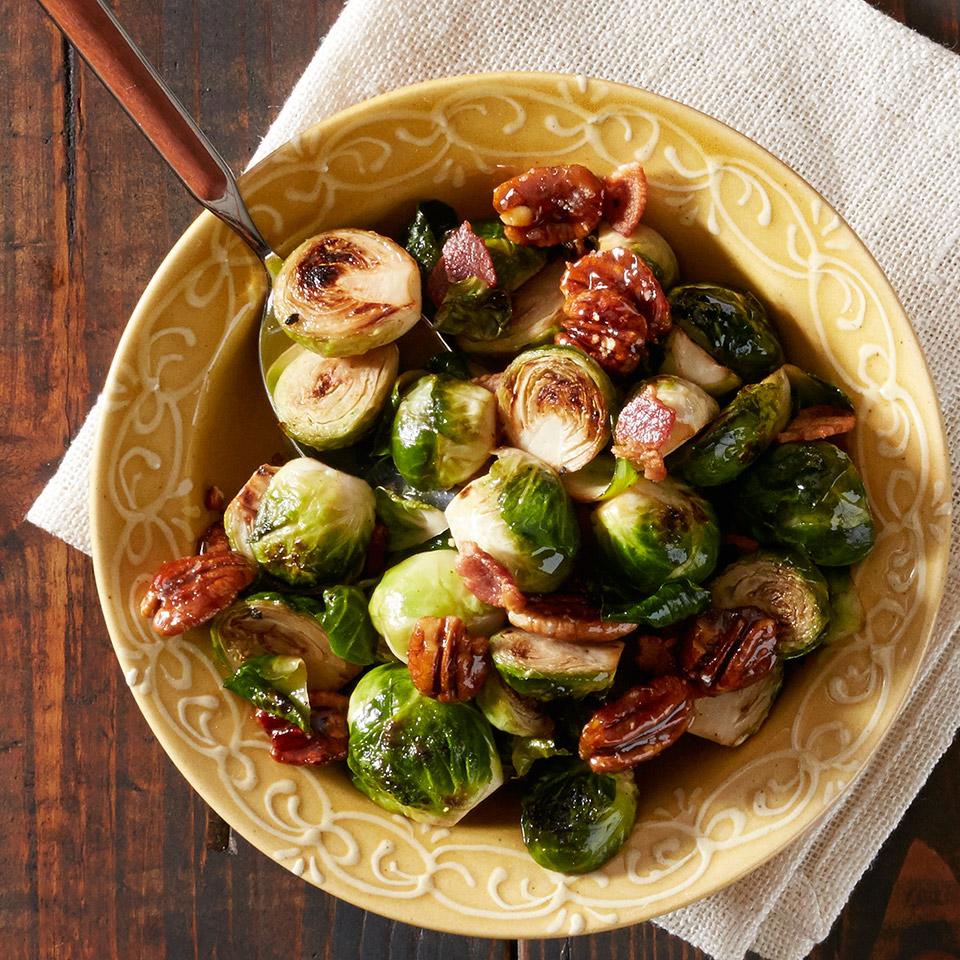 Pancetta Brussels Sprouts with Caramelized Pecans 