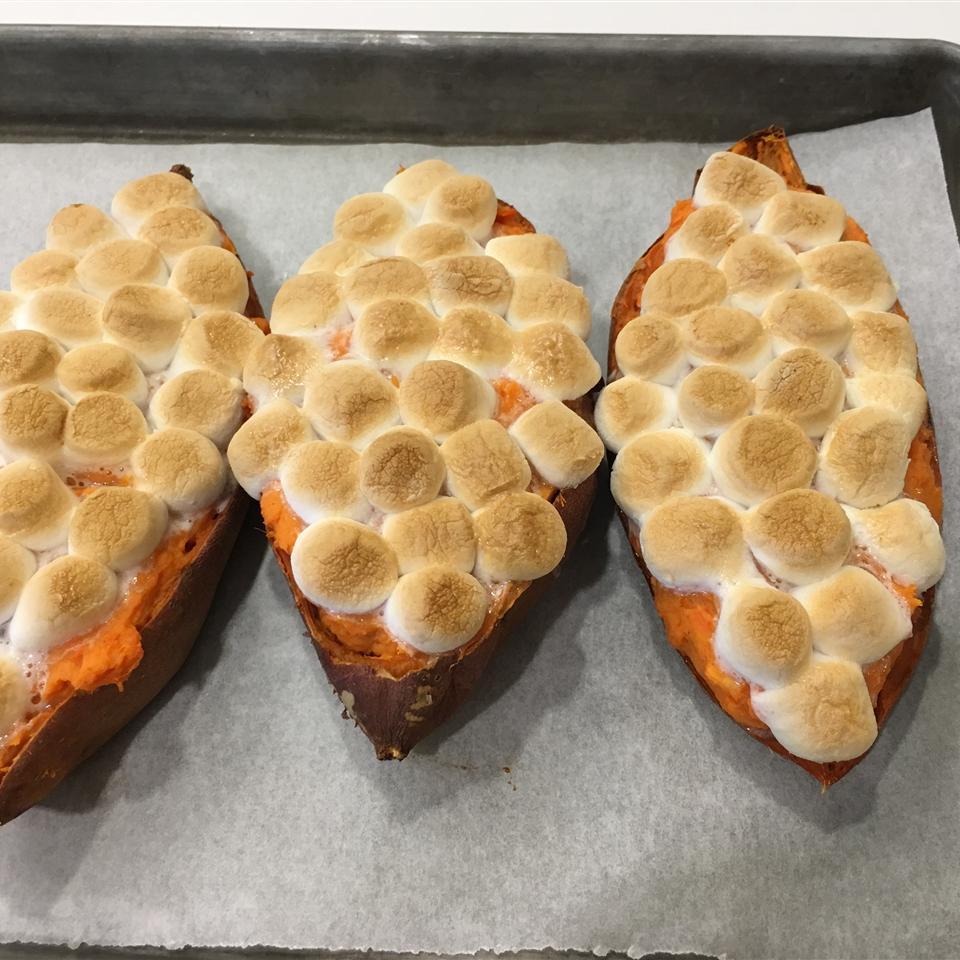 Twice-Baked Sweet Potatoes with Browned Butter and Toasted Marshmallows