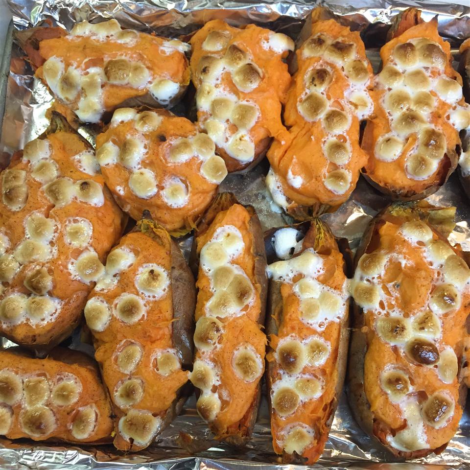 Twice-Baked Sweet Potatoes with Browned Butter and Toasted Marshmallows 