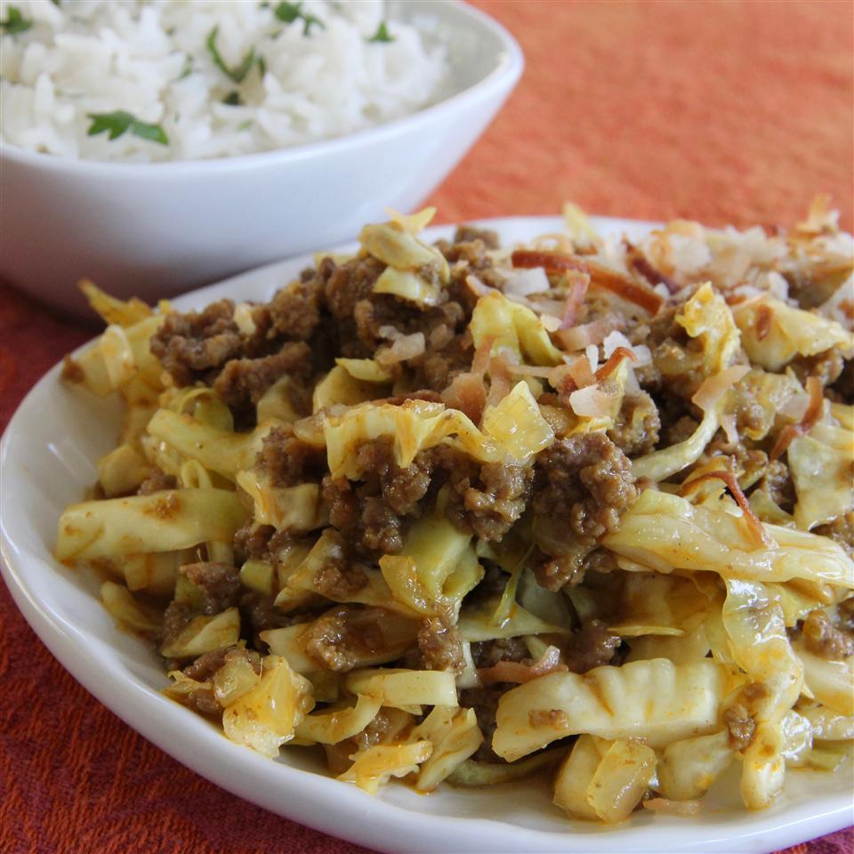 <p>In this Southeast Asian-inspired dish, cabbage and ground beef are kicked up with curry powder and mango chutney. "I used a bag of cabbage and it was just the right amount," says abbyz2000. "I served it over a little bit of brown rice to make it more filling."</p>
                          