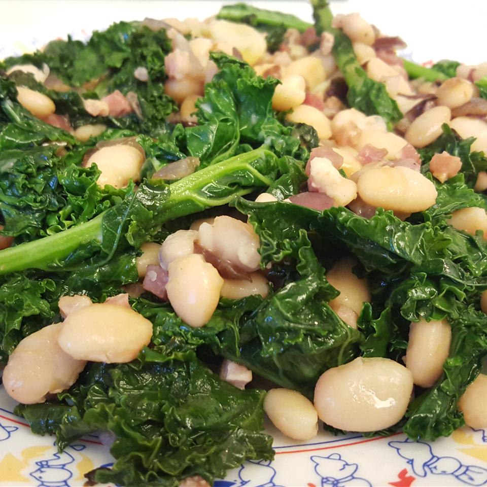 Greens with Cannellini Beans and Pancetta Natalie Chu