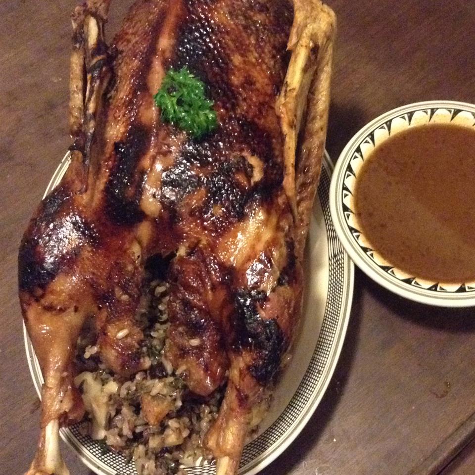 Roast Goose with Wild Rice Stuffing