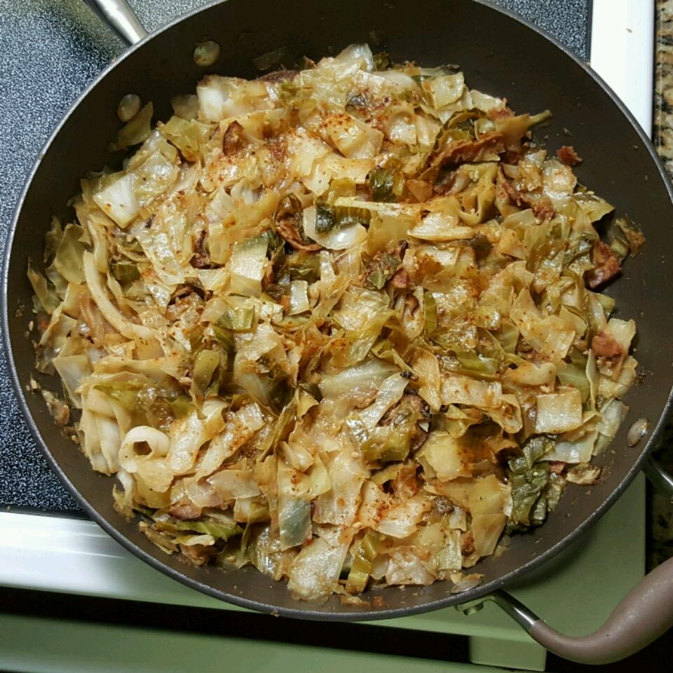 Fried Cabbage with Bacon, Onion, and Garlic 
