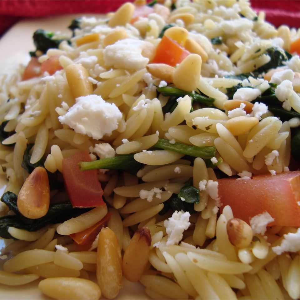 Elegant Orzo with Wilted Spinach and Pine Nuts 