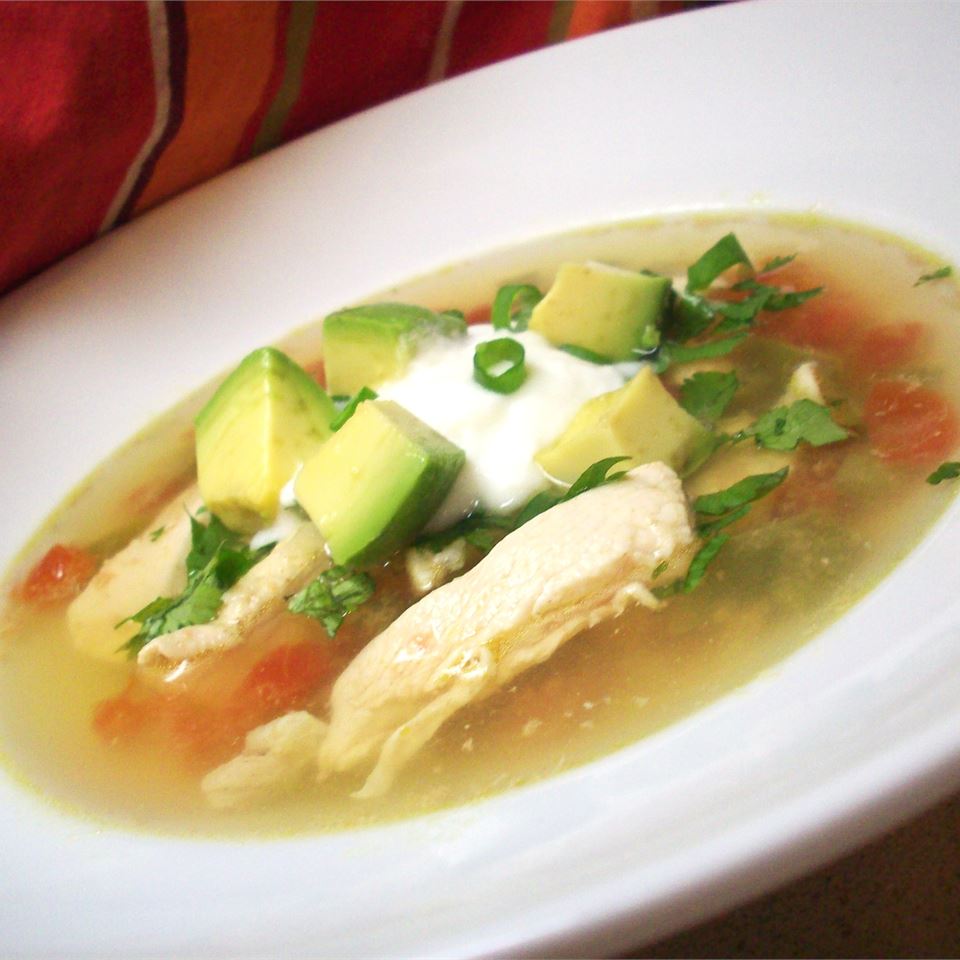 Avocado Soup with Chicken and Lime