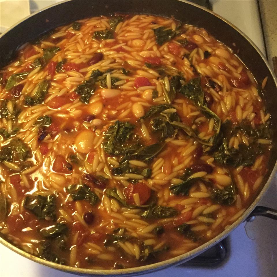 Tomato Orzo Soup with Kale 
